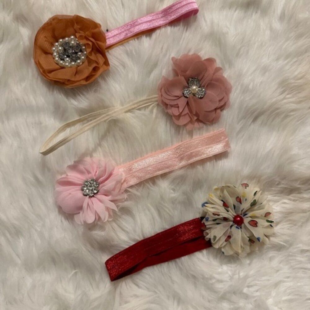 Bundle (4) of Various Delicate Flowers on FOE headband HB8299  Handmade NWT